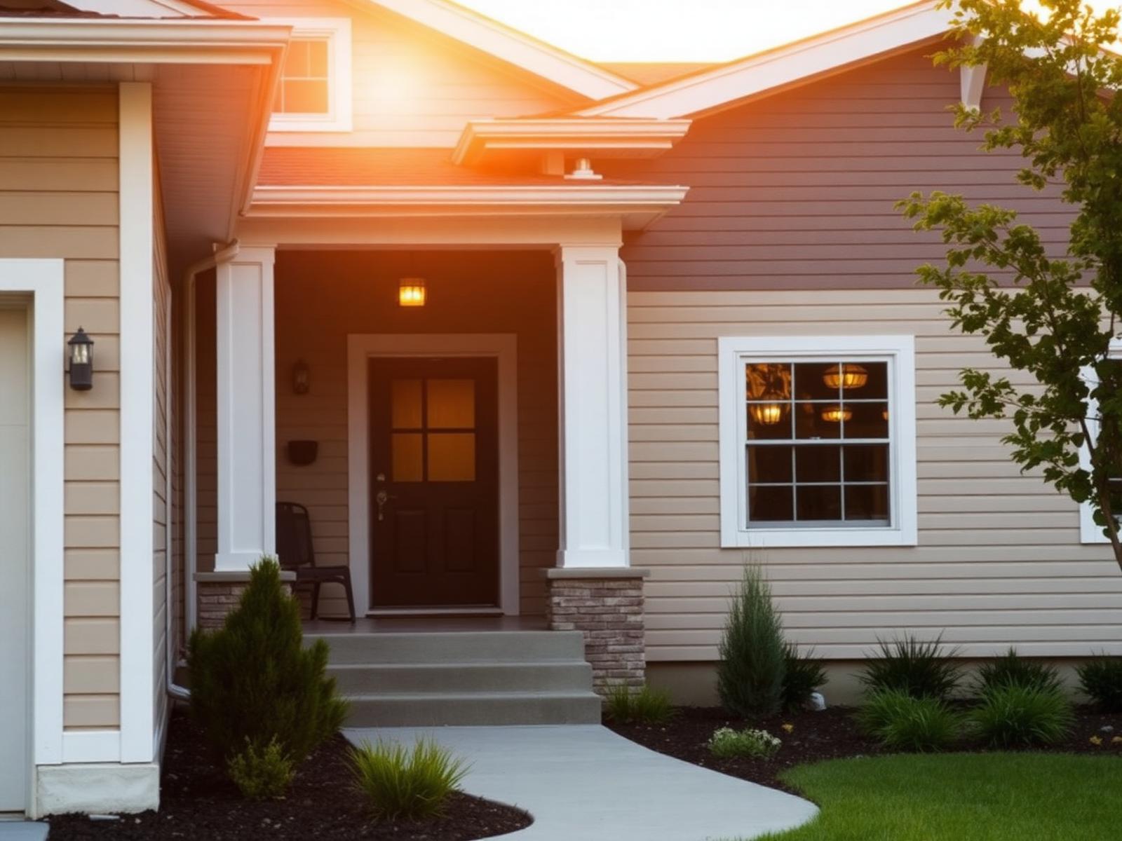 A warm, welcoming suburban home at golden hour